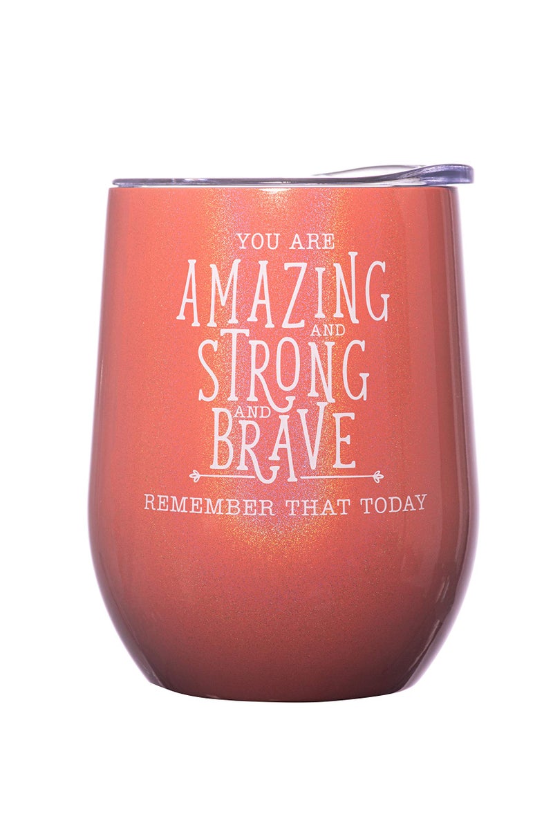 DIVERSEBEE Inspirational Thank You Gifts for Women, Best Friend, Sister, Wife, Girlfriend, Coworker, Mom, Encouragement Birthday Wine Gifts - Insulated Wine Tumbler with Lid (Coral) - Image 1